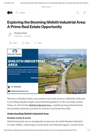 Exploring the Booming Ghiloth Industrial Area_ A Prime Real Estate Opportunity _ by Shankar Estate