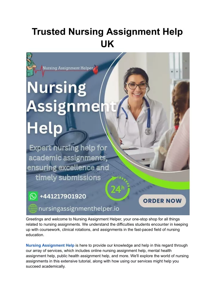 trusted nursing assignment help uk