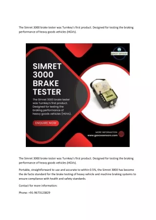 The Simret 3000 brake tester was Turnkey’s first product. Designed for testing the braking performance of heavy goods ve