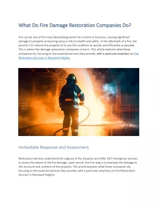 What Do Fire Damage Restoration Companies Do