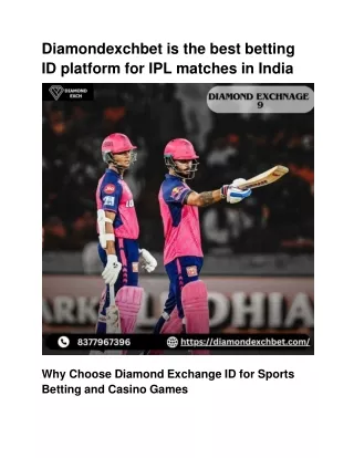 Diamondexchbet is the best betting ID platform for IPL matches in India (1)