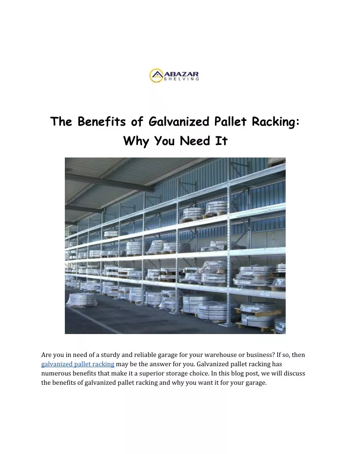 the benefits of galvanized pallet racking