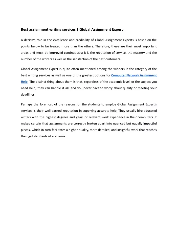 best assignment writing services global