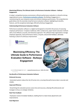 Maximizing Efficiency The Ultimate Guide to Performance Evaluation Software - Bullseye Engagement