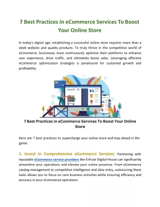 7 Best Practices In eCommerce Services To Boost Your Online Store
