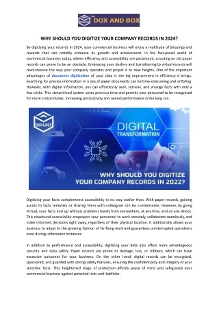 WHY SHOULD YOU DIGITIZE YOUR COMPANY RECORDS IN 2024_