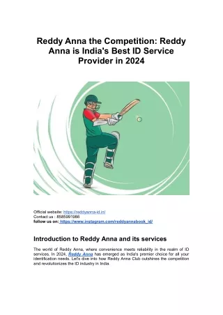 Reddy Anna is India's Best ID Service Provider in 2024