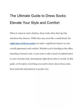 The Ultimate Guide to Dress Socks_ Elevate Your Style and Comfort