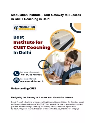 Unveiling the Excellence_ Modulation Institute - Your Gateway to Success in CUET Coaching in Delhi