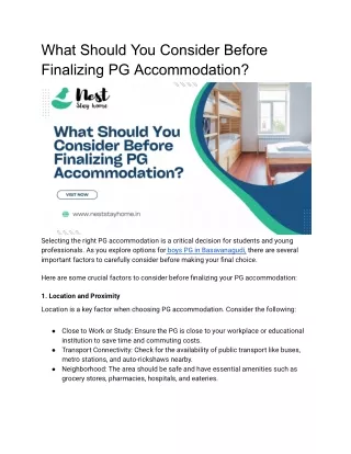What Should You Consider Before Finalizing PG Accommodation_