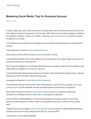 Mastering Social Media: Tips for Business Success