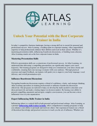 Unlock Your Potential with the Best Corporate Trainer in India