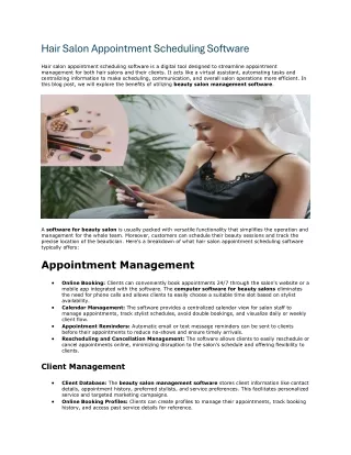 Hair Salon Appointment Scheduling Software