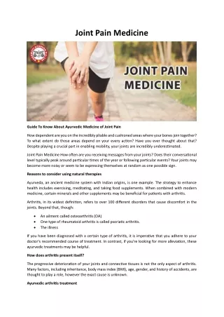 Joint Pain Medicine