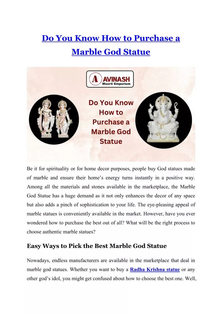 do you know how to purchase a marble god statue