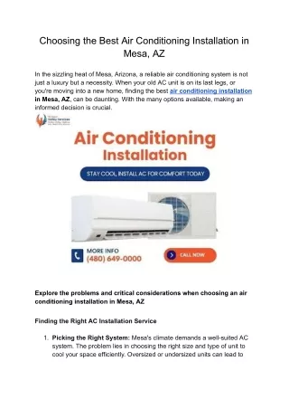 Finding the Top Air Conditioning Installation in Mesa, AZ