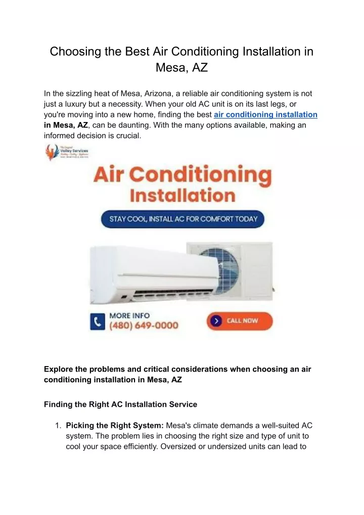 choosing the best air conditioning installation