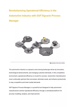 Revolutionizing Operational Efficiency in the Automotive Industry with SAP Signavio Process Manager