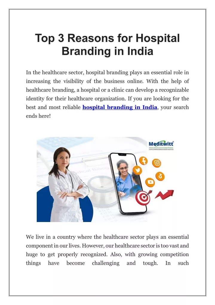 top 3 reasons for hospital branding in india