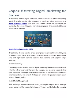 Zeqons Mastering Digital Marketing for Success