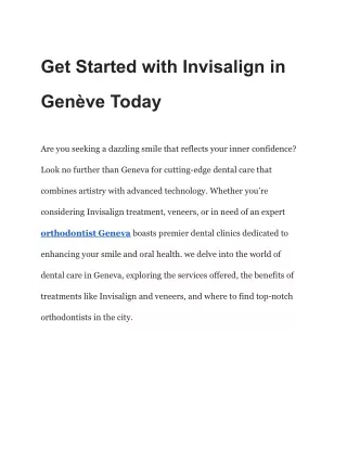 Get Started with Invisalign in Genève Today