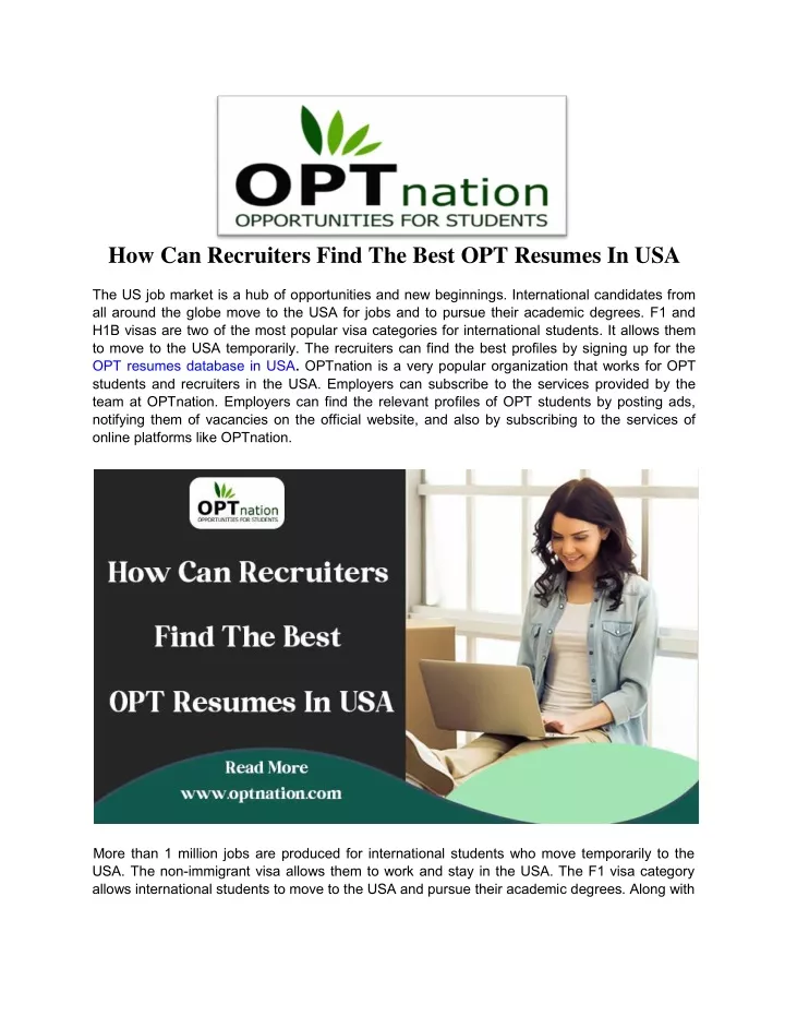 how can recruiters find the best opt resumes