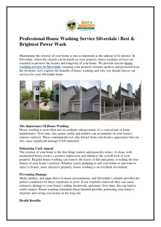 Professional House Washing Service Silverdale By Best & Brightest Power Wash