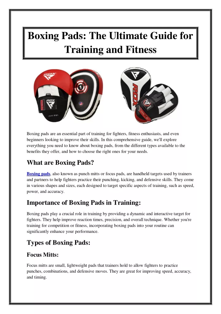 boxing pads the ultimate guide for training