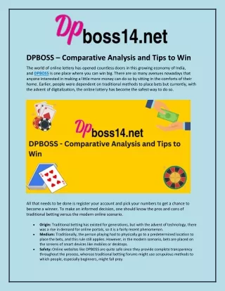 DPBOSS – Comparative Analysis and Tips to Win