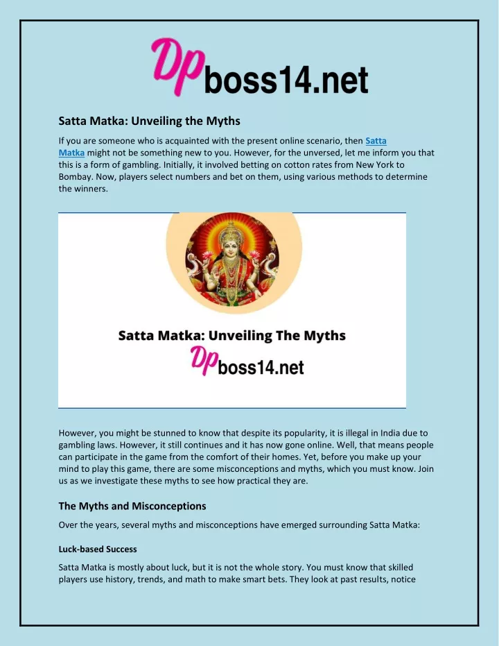 satta matka unveiling the myths