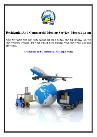 Residential And Commercial Moving Service Movedub.com
