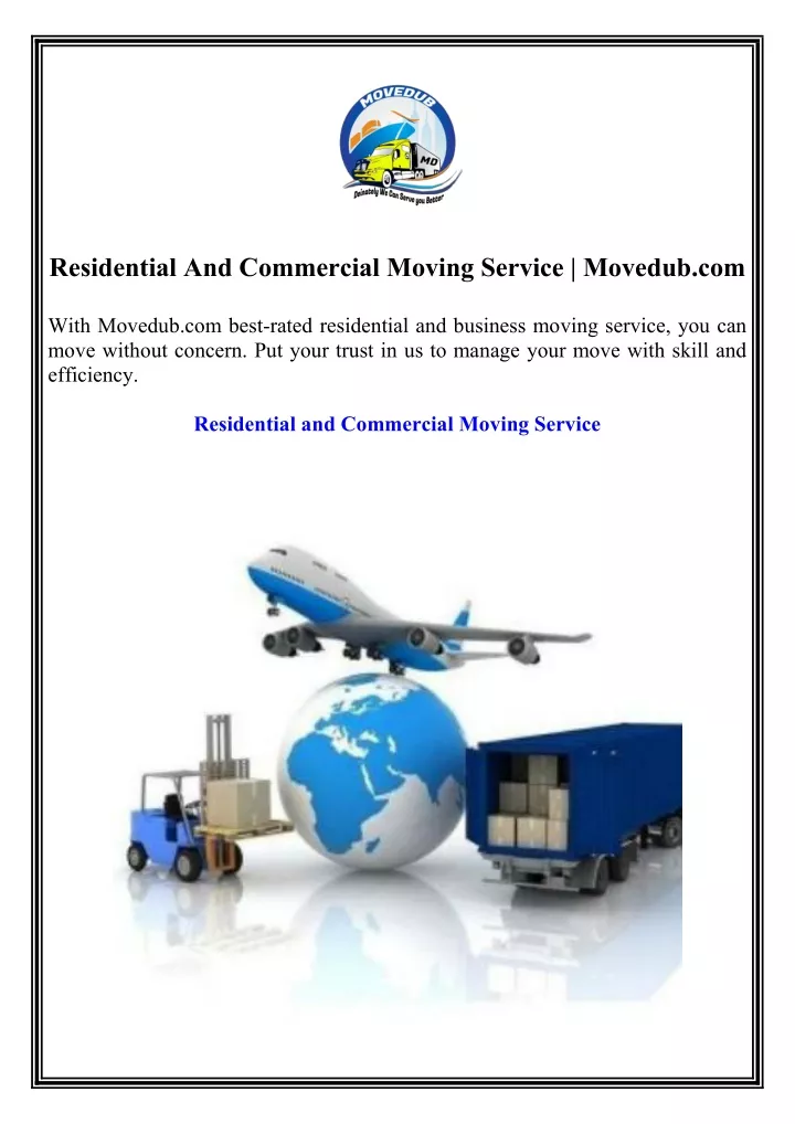 residential and commercial moving service movedub