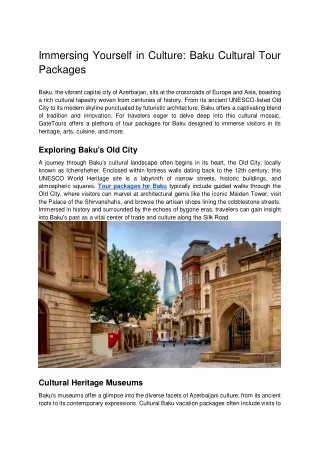 Immersing Yourself in Culture_ Baku Cultural Tour Packages