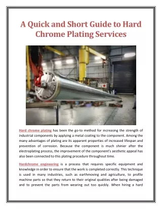 A Quick and Short Guide to Hard Chrome Plating Services
