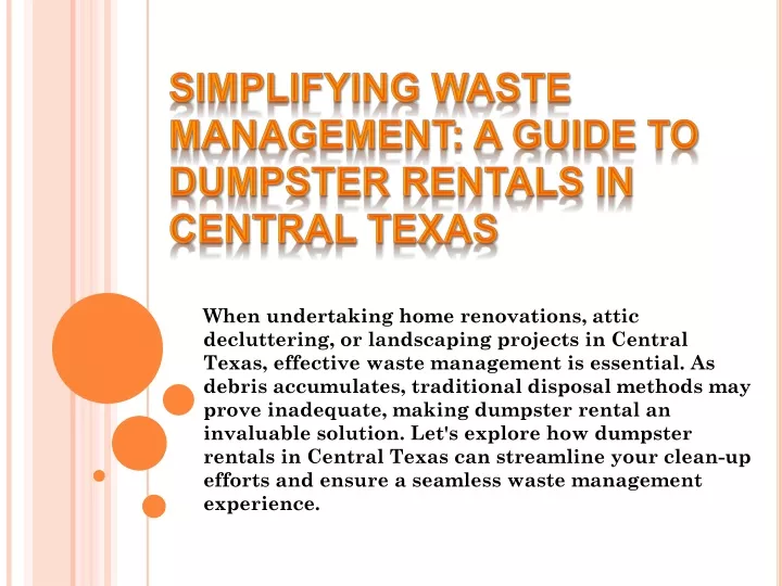 simplifying waste management a guide to dumpster