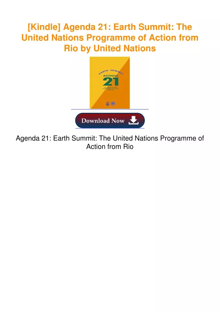 PPT - Read Epub Agenda 21: Earth Summit: The United Nations Programme ...