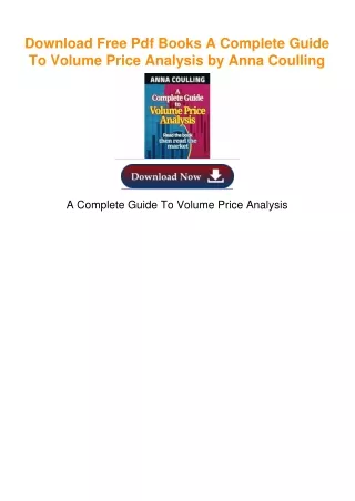Read Epub A Complete Guide To Volume Price Analysis by Anna Coulling