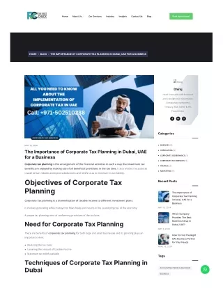 The Importance of Corporate Tax Planning in Dubai, UAE for a Business