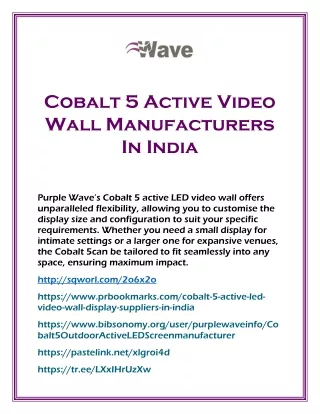Cobalt 5 Active Video Wall Manufacturers In India