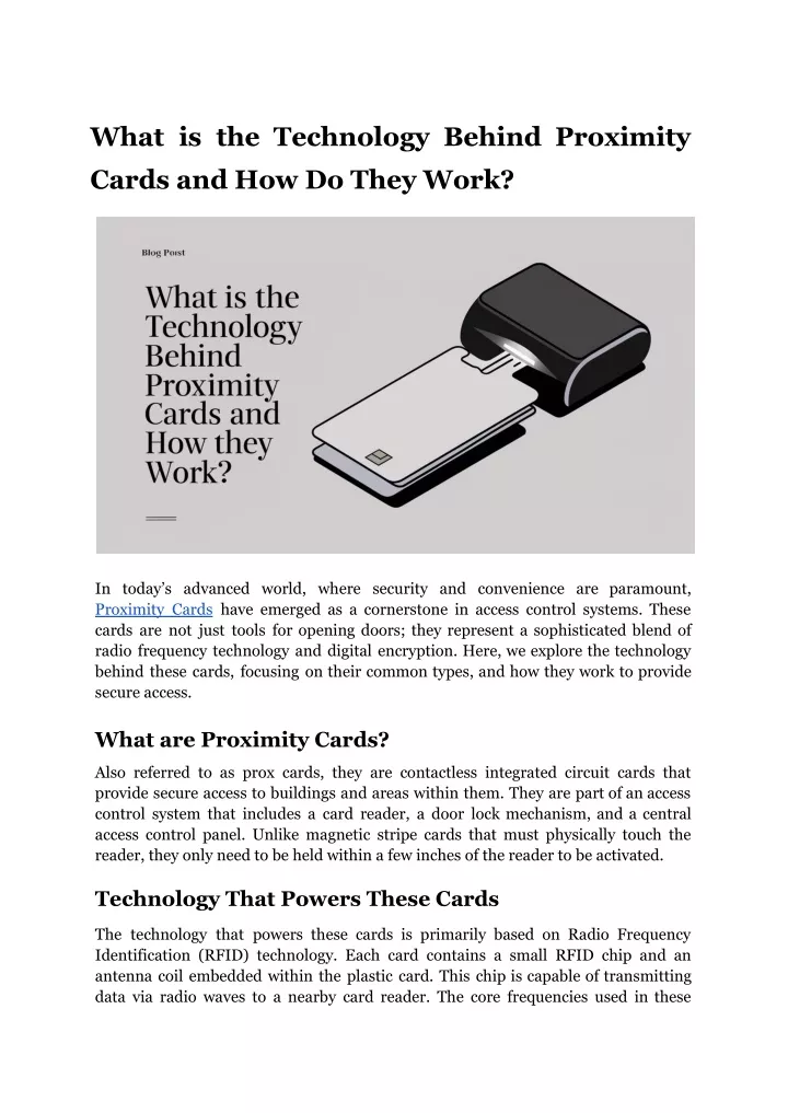 what is the technology behind proximity cards