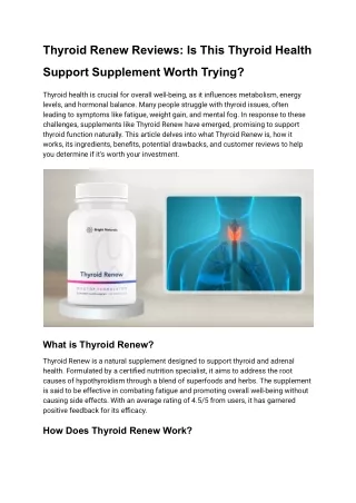 Thyroid Renew Reviews_ Is This Thyroid Health Support Supplement Worth Trying_