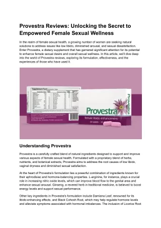 Provestra Reviews_ Unlocking the Secret to Empowered Female Sexual Wellness