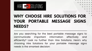 Why Choose Hire Solutions for Your Portable Message Signs Needs?