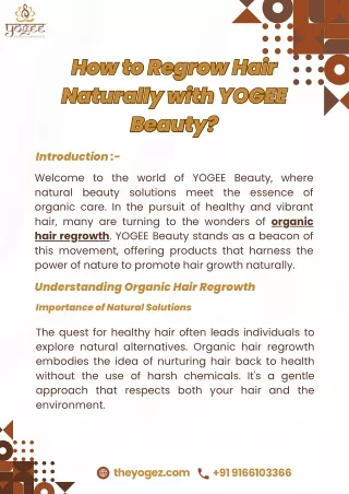 How to Regrow Hair Naturally with YOGEE Beauty?