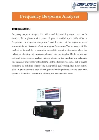 Frequency Response Analyzer - Digilogic Systems