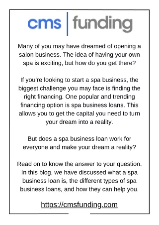 Spa Business Loans Empowering Your Spa's Growth and Success
