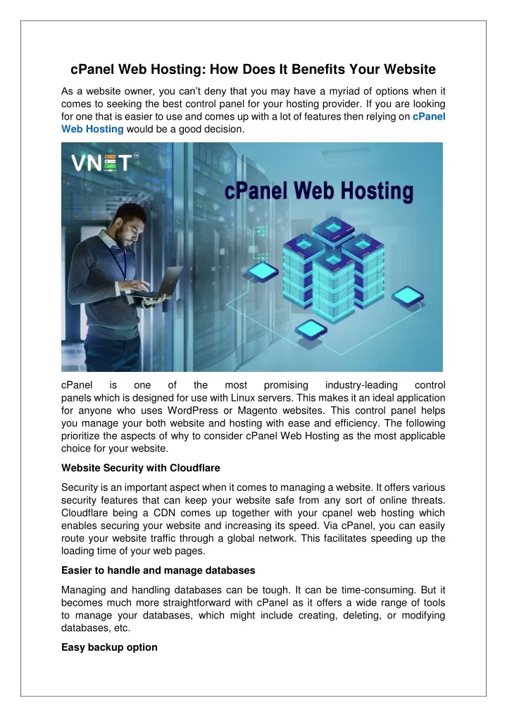cpanel web hosting how does it benefits your