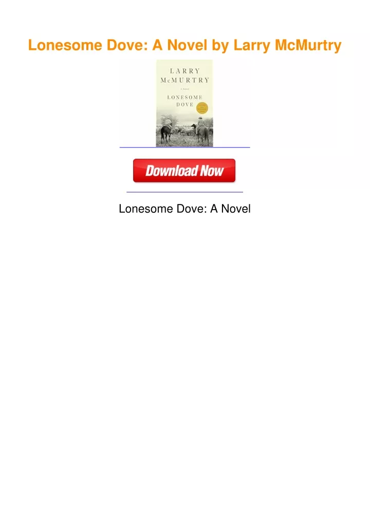 PPT - Lonesome Dove: A Novel by Larry McMurtry PowerPoint Presentation ...