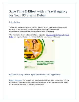 Save Time & Effort with a Travel Agency for Your US Visa in Dubai
