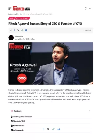 Ritesh Agarwal Success Story of CEO & Founder of OYO